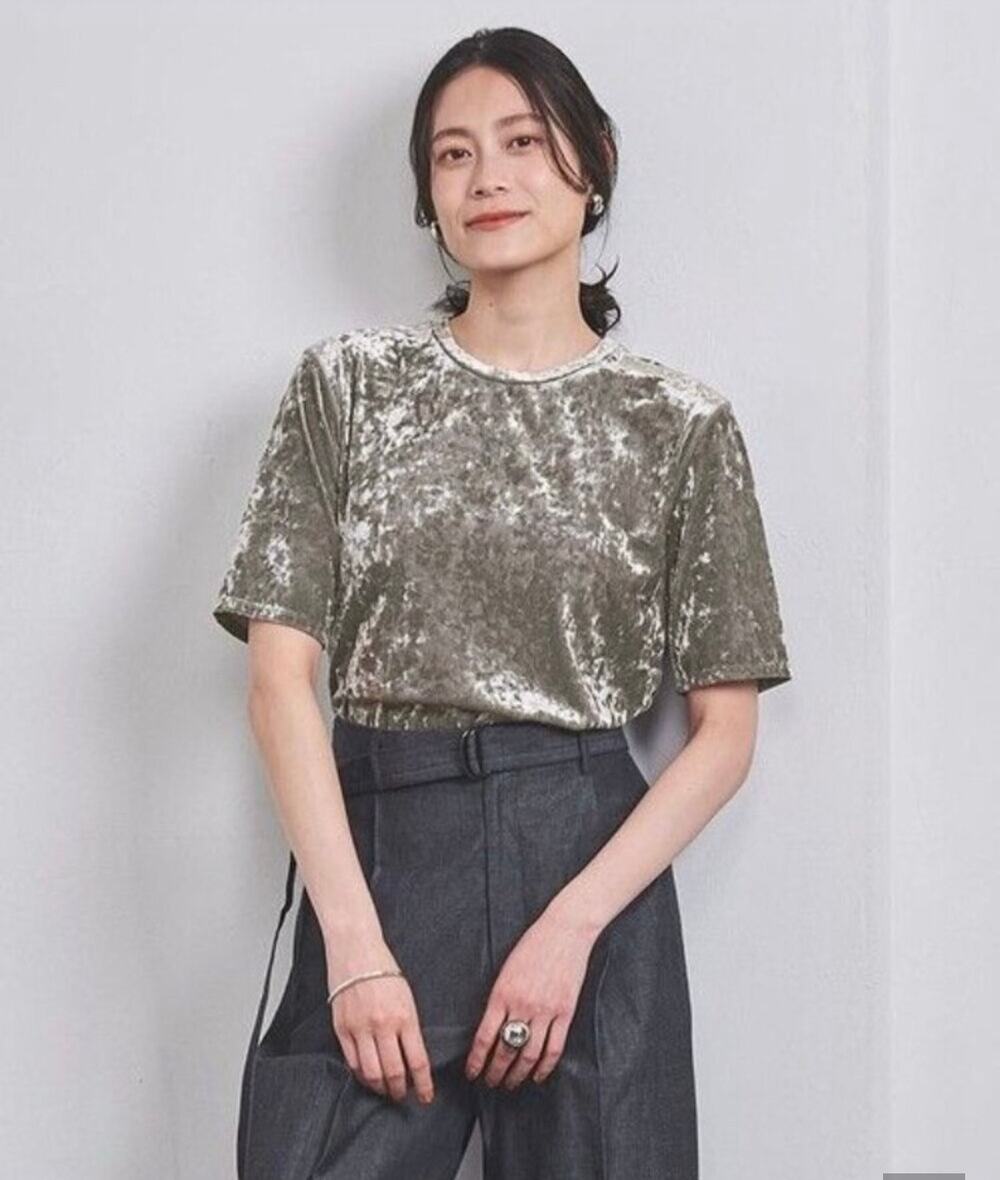 Vince Moss Green Velvet Silk Blend  Top Small